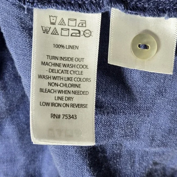 Artisan NY Blue Linen Dress S Summer Flutter Sleeve Mini Dress with Pockets - Picture 7 of 12